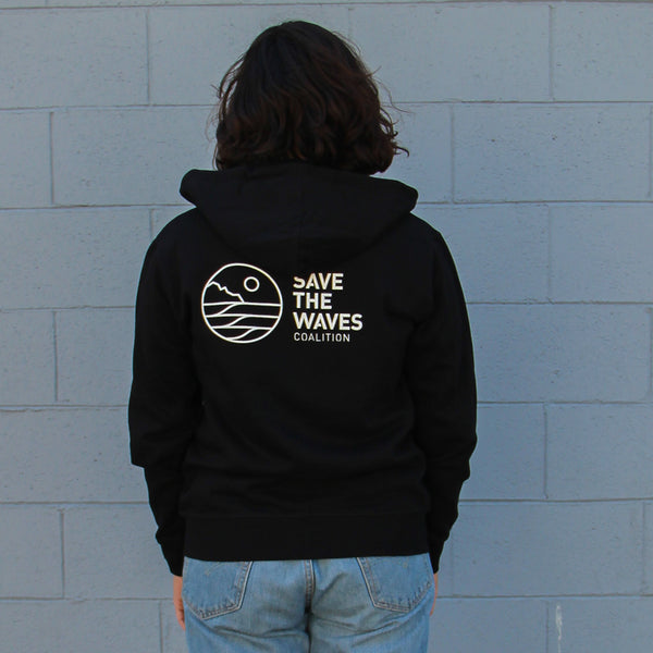 Save The Waves Black Hoodie Zip Up_Back