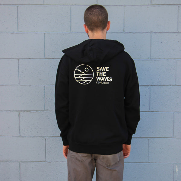 Save The Waves Black Hoodie Zip Up_Back