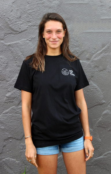 Women_Black Unisex Save The Waves Tshirt_Front