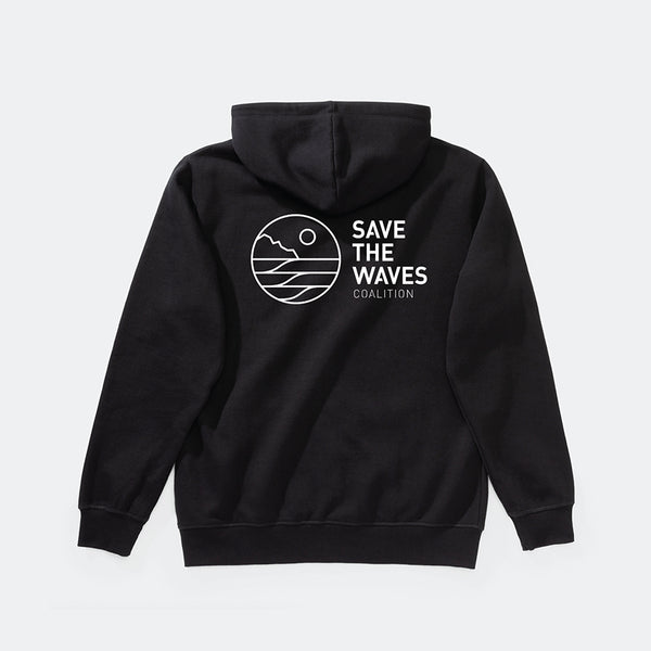 Save The Waves Unisex Zip Black Hoodie