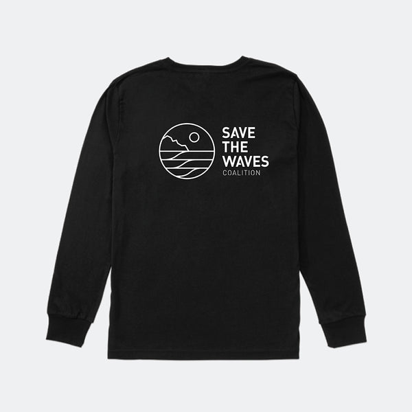 Save The Waves Unisex Classic Logo Black Long Sleeve Tee