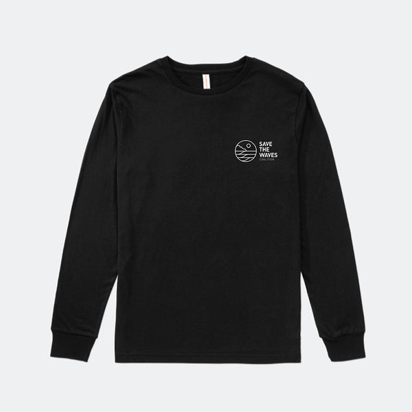 Save The Waves Unisex Classic Logo Black Long Sleeve Tee
