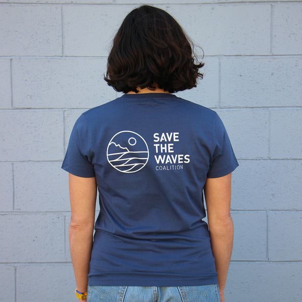 Navy Save The Waves Classic Logo Tee