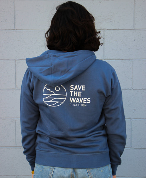 Save The Waves Navy Hoodie Zip Up
