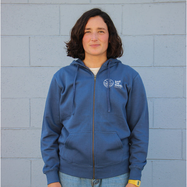 Save The Waves Navy Hoodie Zip Up