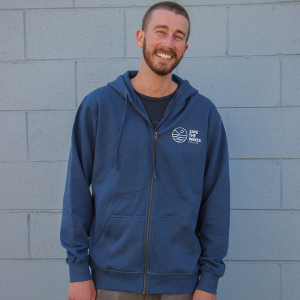 Save The Waves Navy Hoodie Zip Up