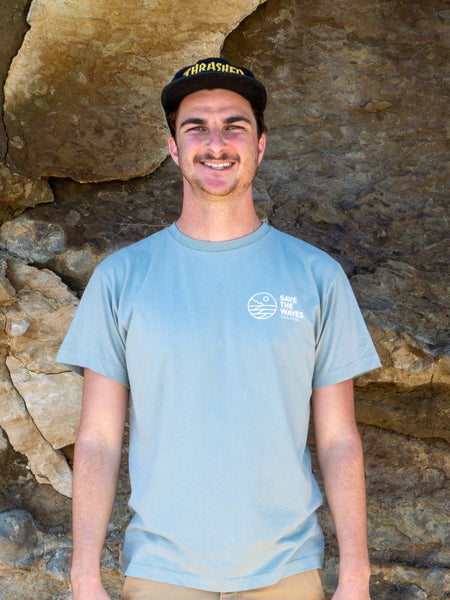 Save The Waves Unisex Tee Sage Classic Logo