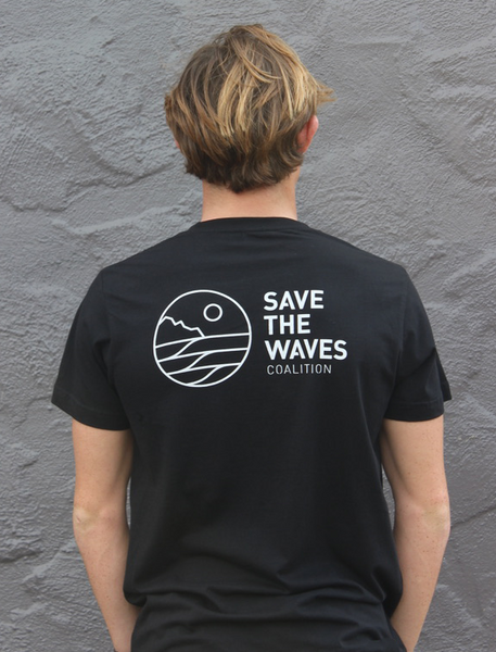Men_Black Unisex Save The Waves Tshirt_Back