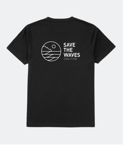 Save The Waves Classic Logo Tshirt_Unisex_Black_Back
