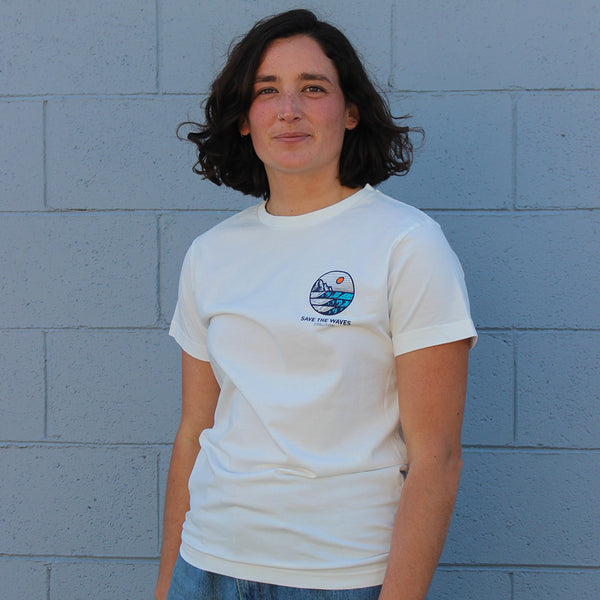 Save The Waves White Sunrise Logo Tee