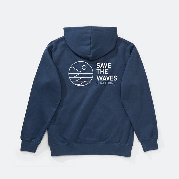 Save The Waves Unisex Zip Navy Hoodie