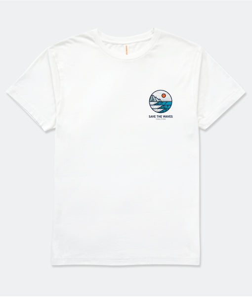 Save The Waves Unisex Sunrise Logo Tshirt_White